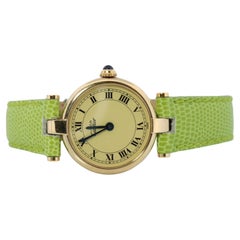 Reloj Cartier auténtico. Must de Cartier Vendome Redondo Plata Vermeil Cara Blanca