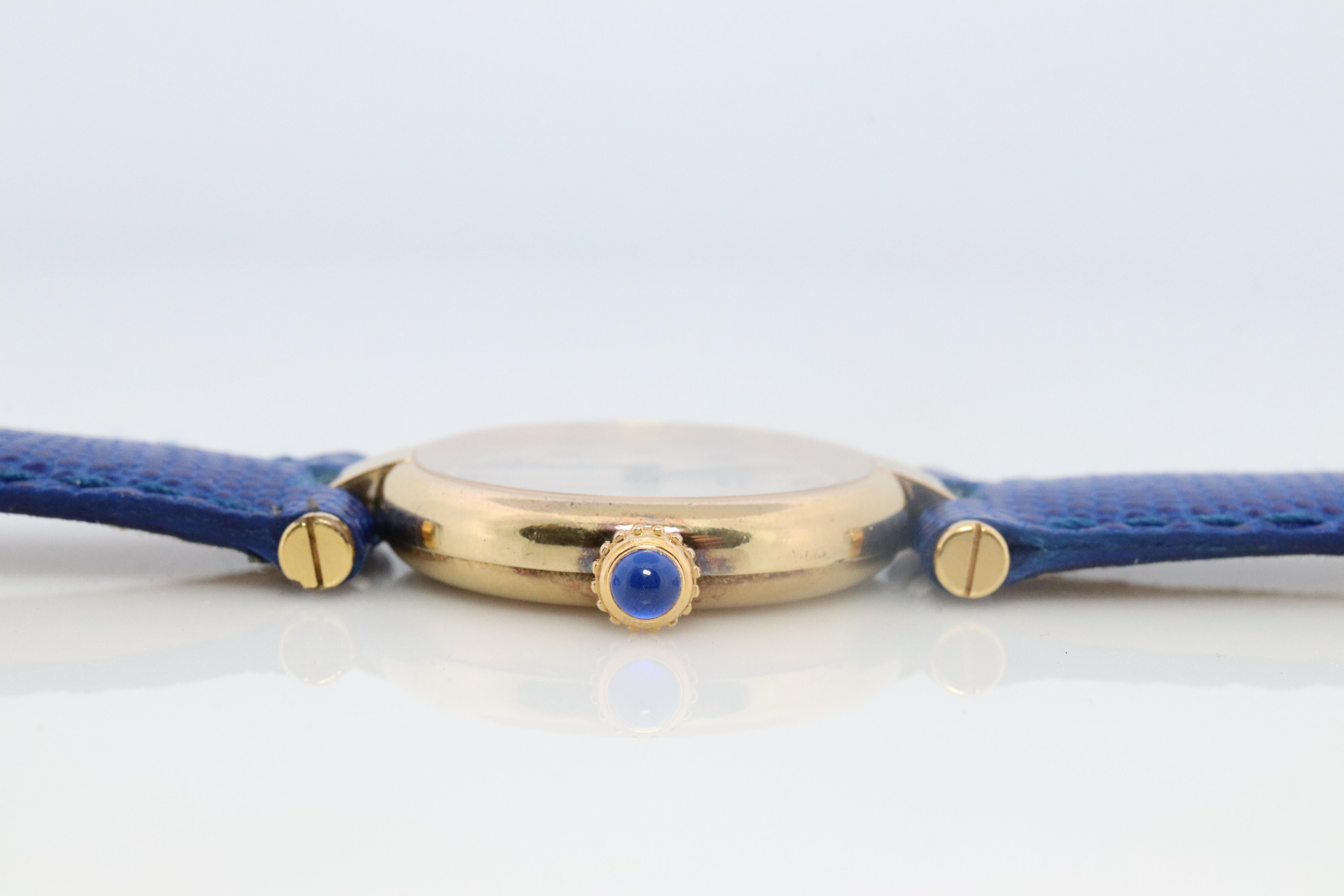 Genuine Cartier Watch. Must de Cartier Vendome Round Argent White Arabic Face In Good Condition In Port Charlotte, FL