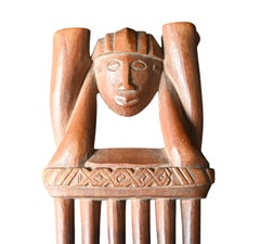 Genuine carved wooden comb from the Baule / Baoule tribe ivory coast, early 1900