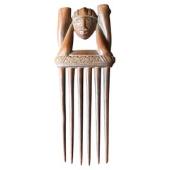 Autentico pettine in legno intagliato della costa d'avorio della tribù Baule / Baule Tribe, inizio 1900