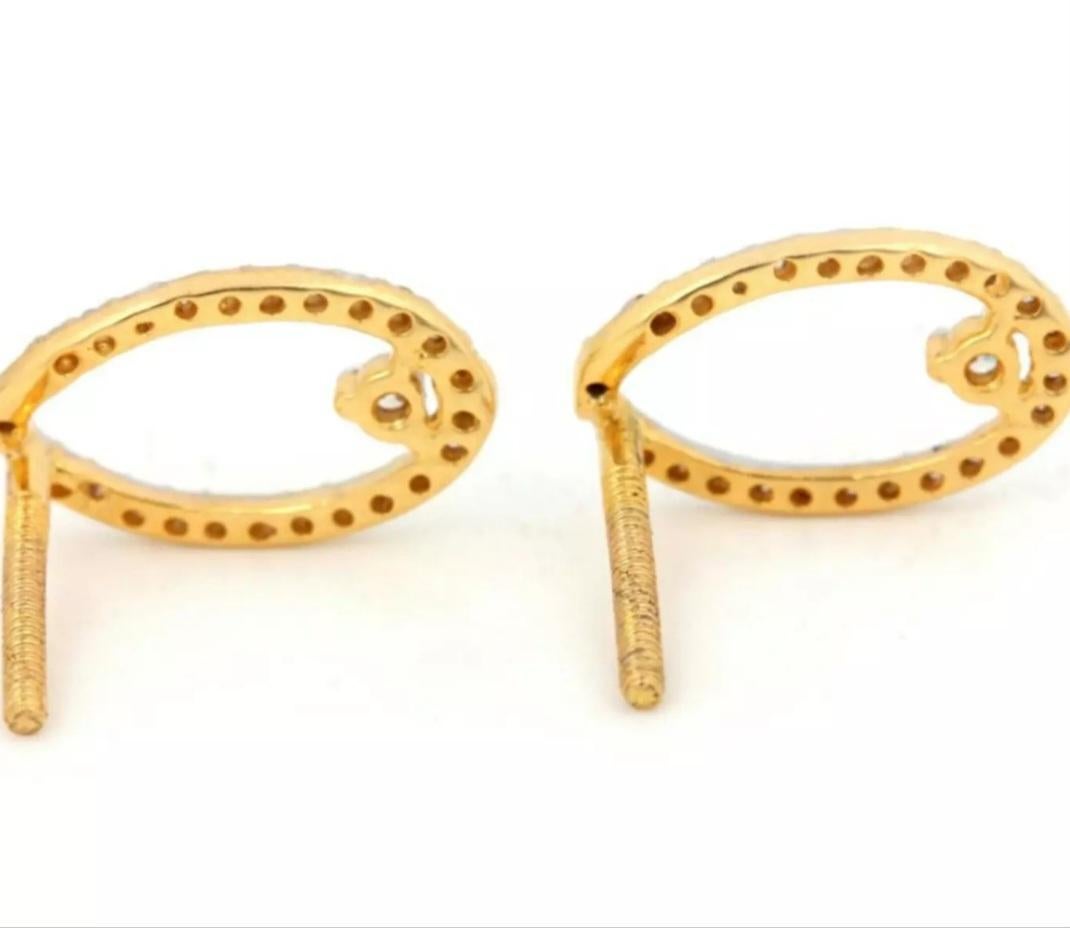 Art Deco Genuine Certified Diamond Pear Shape Designer 14k Gold Stud Earring For Womens. For Sale