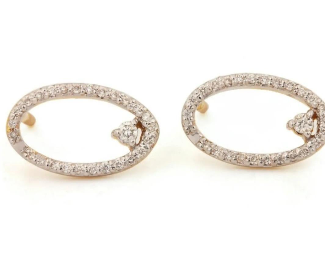 Women's or Men's Genuine Certified Diamond Pear Shape Designer 14k Gold Stud Earring For Womens. For Sale