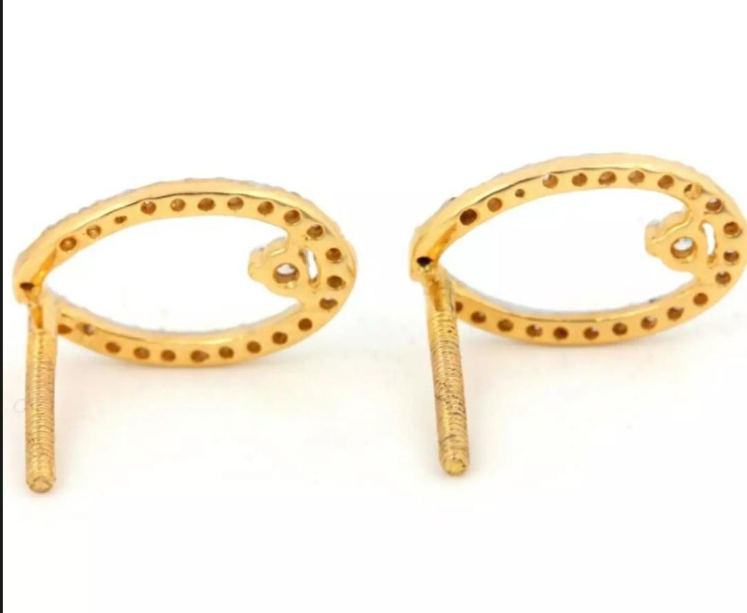 Genuine Certified Diamond Pear Shape Designer 14k Gold Stud Earring For Womens. For Sale 3