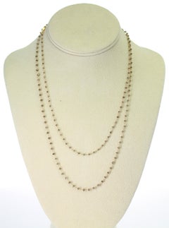 Genuine Champagne Diamond Beads Wire-Wrapped Necklace, 18 Karat Yellow