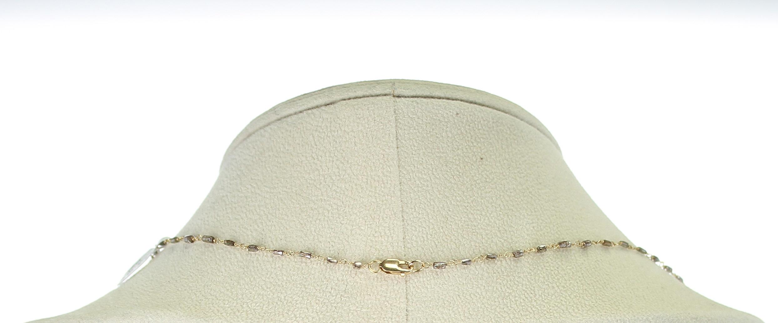 Halskette aus echtem Champagner-Diamant in Form einer röhrenförmigen Perle, 18 Karat Gelb für Damen oder Herren im Angebot