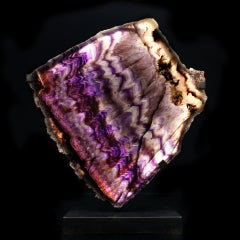 Genuine Chevron Amethyst Slice Lamp on Stand – Natural Crystal Lighting