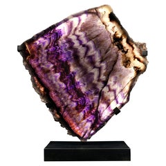 Genuine Chevron Amethyst Slice Lamp on Stand – Natural Crystal Lighting