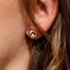 Chopard Clous d'oreilles contemporains véritables en or jaune 18 carats avec cœur « Happy Diamond »