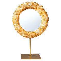 Genuine Citrine Crystal Cluster Mirror on Stand (3 lbs) 