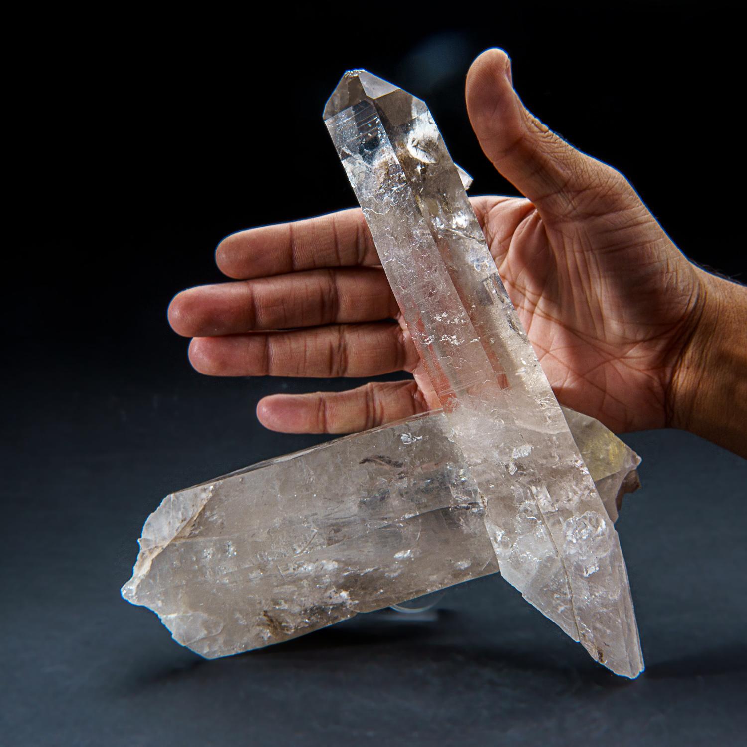 Brazilian Genuine Clear Quartz Crystal Cluster Point from Brazil (3.2 lbs) For Sale