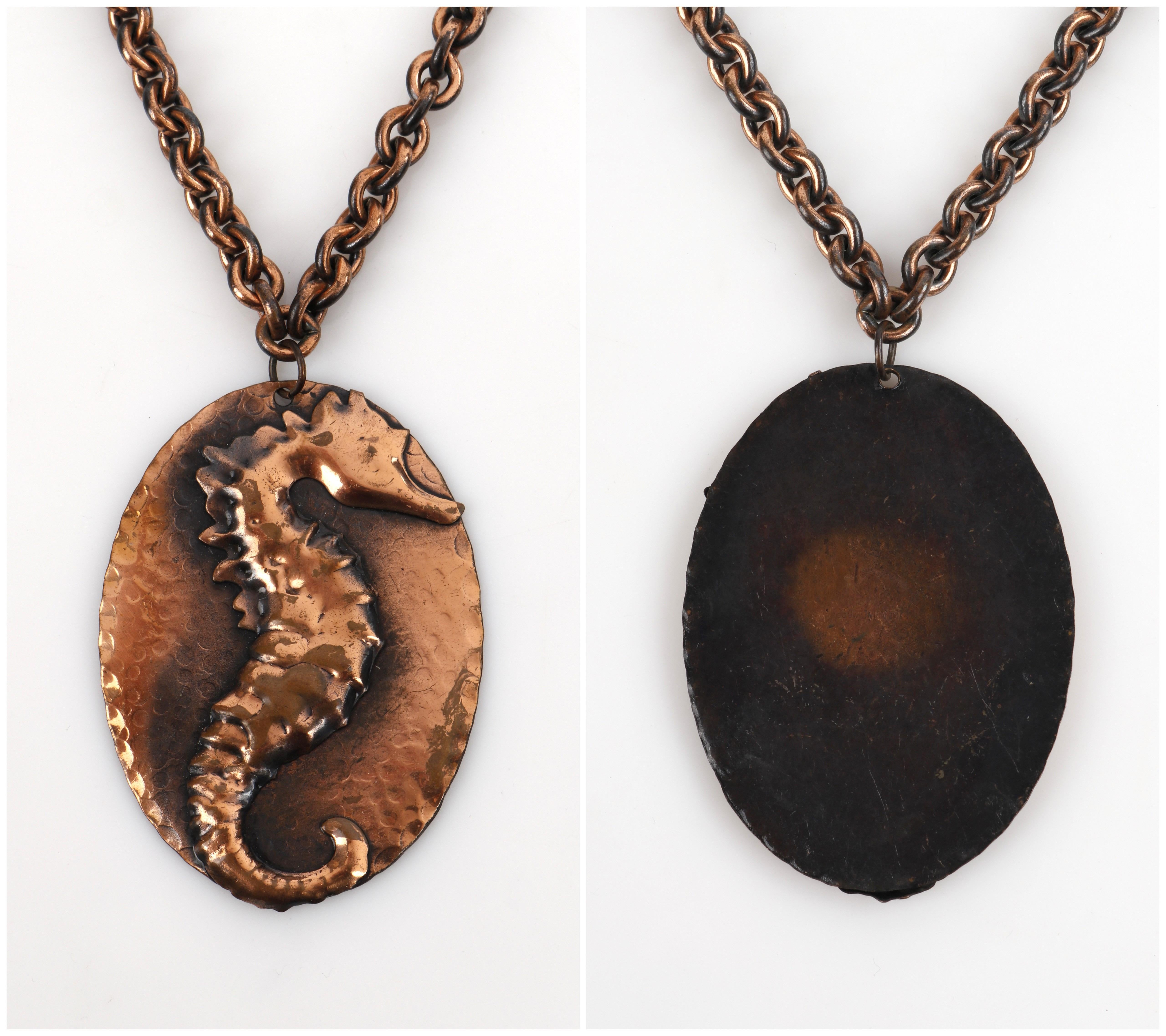 Genuine Copper Handcrafted Seahorse Necklace Bracelet Earring Parure Set - Rare 1