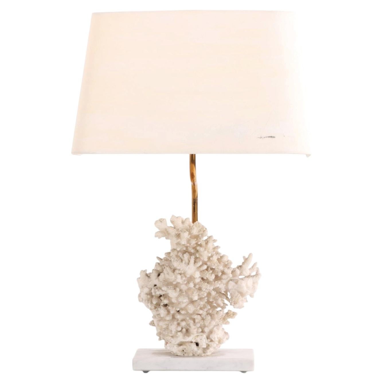 Genuine Coral Table Lamp on Marble Base, c. 1980