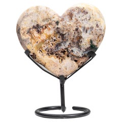 Natural Crazy Lace Agate Heart on Metal Stand from Brazil (2.6 lbs)