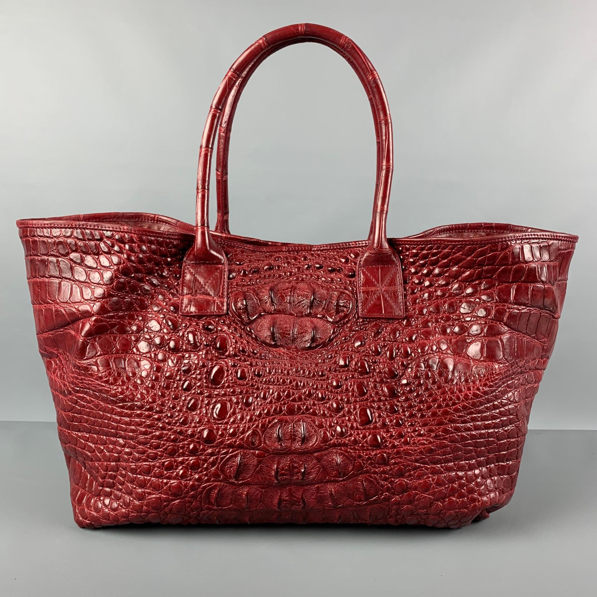 Genuine Leather Crocodile Bucket Tote