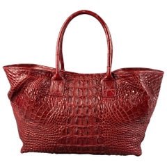 GENUINE CROCODILE SKIN Burgundy Crocodile Tote Handbag