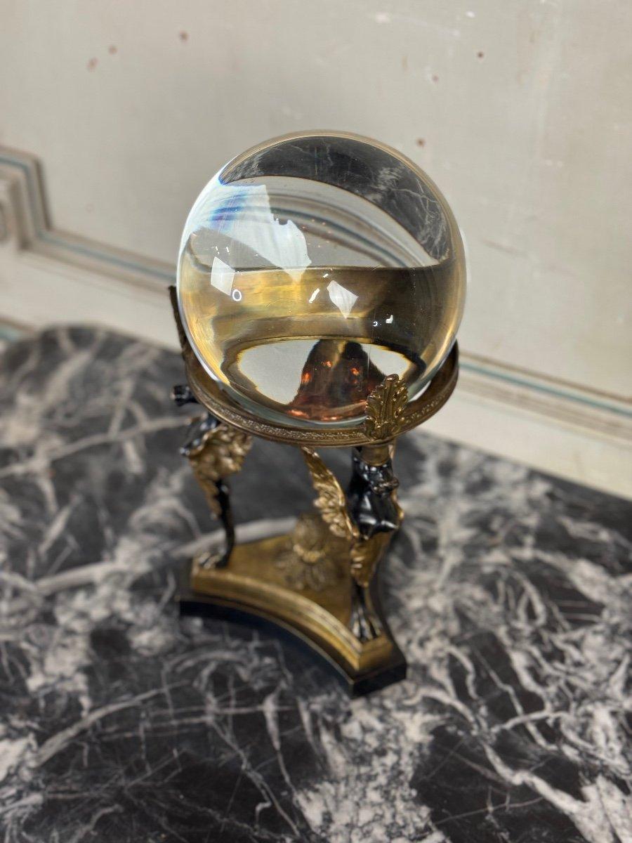 Vera sfera di cristallo su treppiede di bronzo 1880 circa in vendita 4