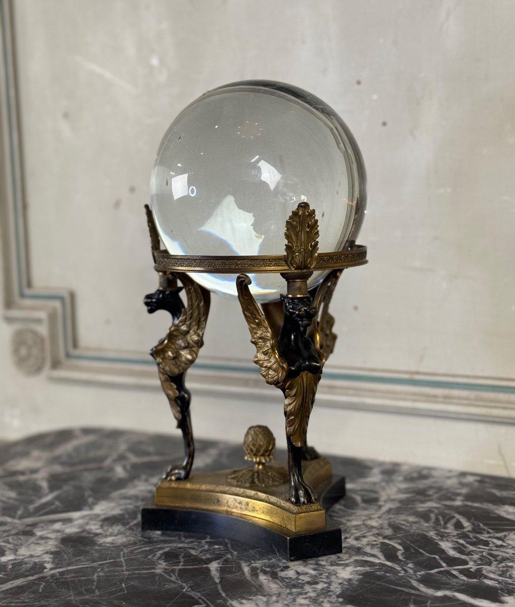 Vera sfera di cristallo su treppiede di bronzo 1880 circa in vendita 7