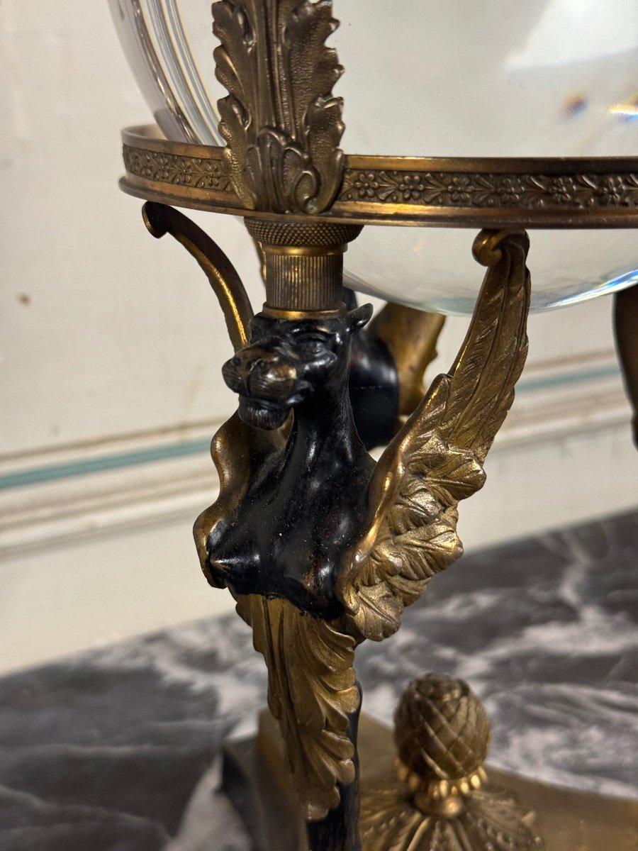 Francese Vera sfera di cristallo su treppiede di bronzo 1880 circa in vendita