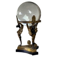 Genuine Crystal Ball On A Bronze Tripod About 1880