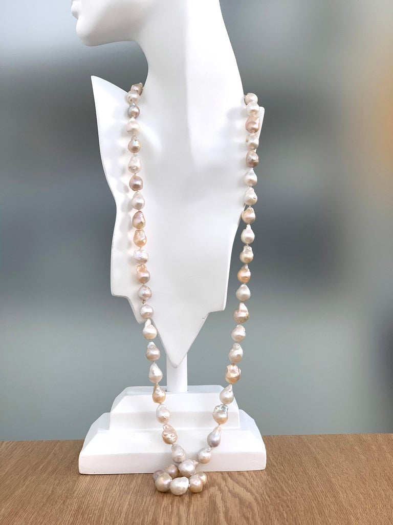 56-Inch Long Multi-Color Agate & Cultured Pearl Crystal Necklace – Boho Style