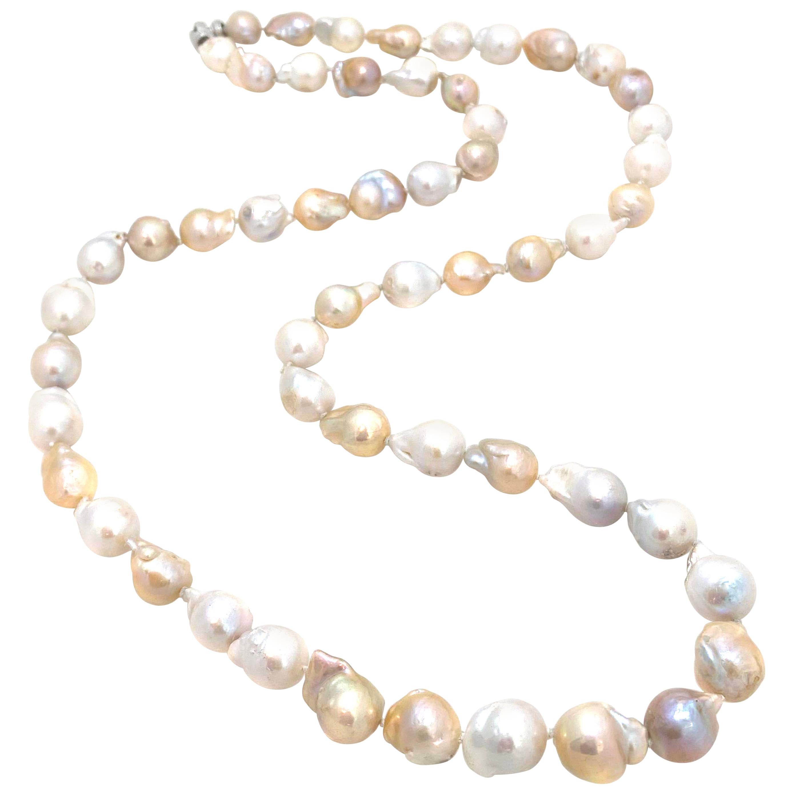 Genuine Cultured Multicolor Baroque Pearl 37" Long Necklace