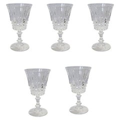 Verres à pied en cristal taillé véritable Cristal d'Arques Taille France - Lot de 5