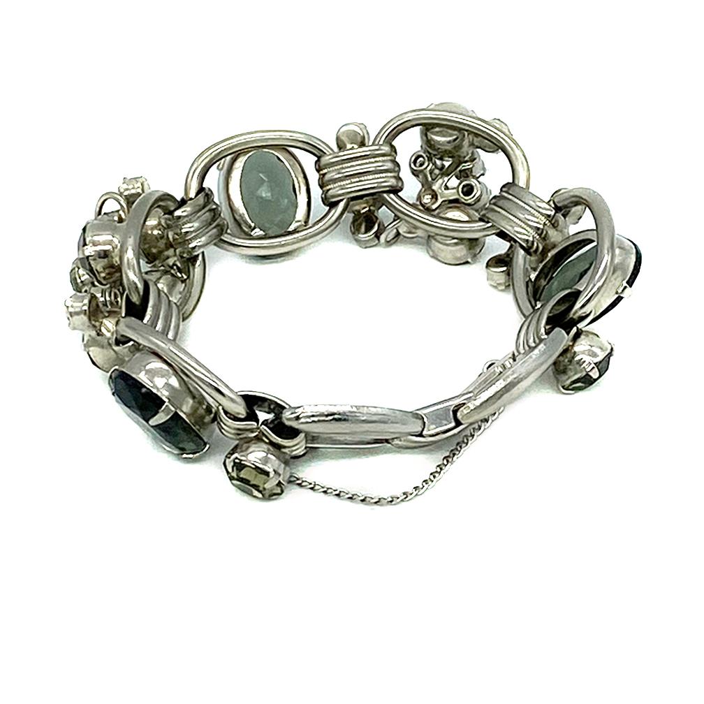 Regency D&E Juliana, véritable bracelet en pierres de verre et diamants noirs en vente