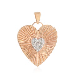 Genuine Diamond 14k Rose Gold LOVE Heart Pendant Fine Jewelry