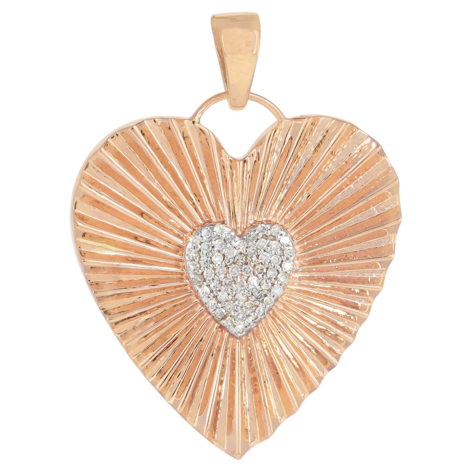Echter Diamant, 14-karätiges Roségold, LOVE-Herz-Anhänger, edler Schmuck