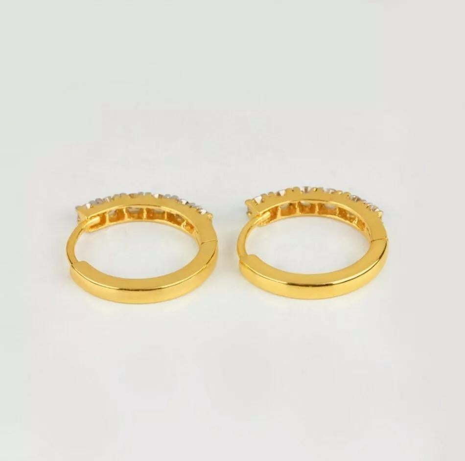 Genuine diamond 14K yellow gold fine hoop earring expensive handmade jewelry
Light weight can be worn everyday

Additional information:
Condition: New with tags: A brand-new, unused, and unworn item (including handmade items) in the original
