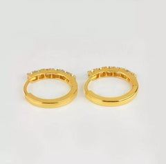 Genuine Diamond 14K Yellow Gold Hoop Earring Handmade