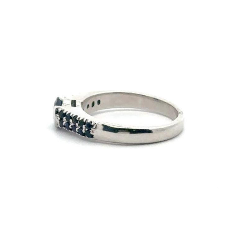 For Sale:  Genuine Diamond and Blue Sapphire Cluster Ring in Silver Luxury Jewelry Gift 3