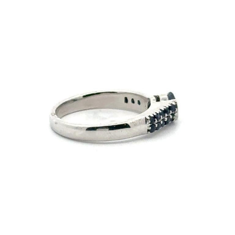 For Sale:  Genuine Diamond and Blue Sapphire Cluster Ring in Silver Luxury Jewelry Gift 5