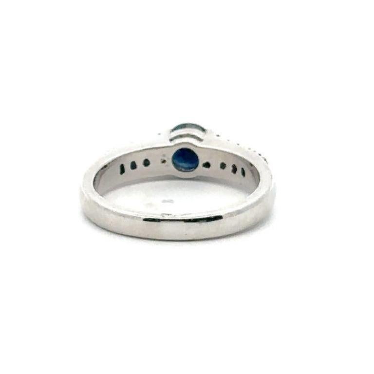 For Sale:  Genuine Diamond and Blue Sapphire Cluster Ring in Silver Luxury Jewelry Gift 6
