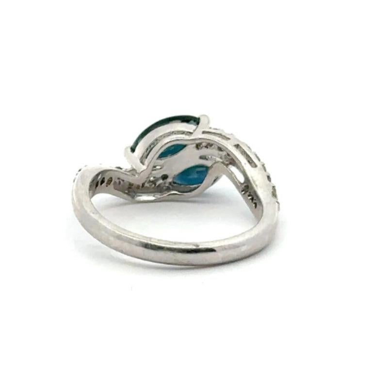For Sale:  Genuine Diamond and Blue Sapphire Two Stone Ring in Sterling Silver for Her 9