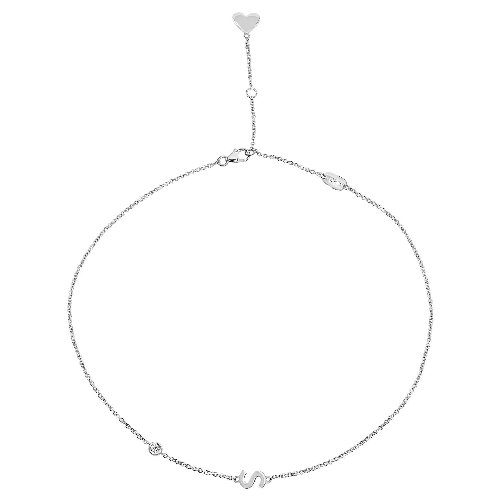 Collier lettres personnalisé en or blanc 14 carats et diamants -  Shlomit Rogel