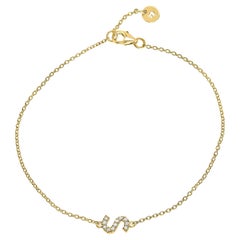 Genuine Diamond Asymmetrical Letter Bracelet in 14k Yellow Gold, Shlomit Rogel