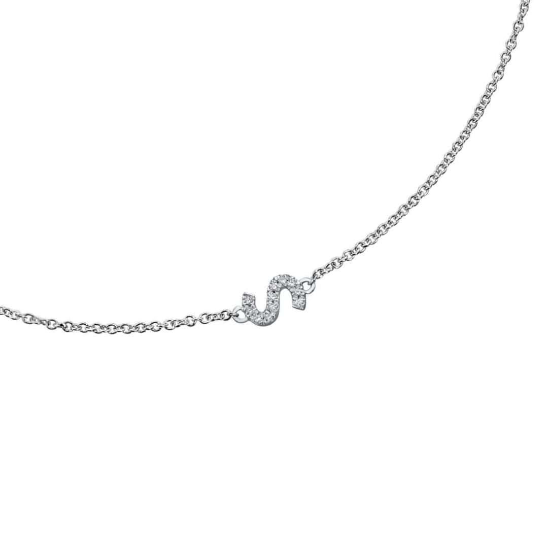 Personalized Diamond Letter Initial Necklace in 14k White Gold Shlomit Rogel For Sale 2