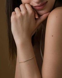 Echtes Diamant-Barrenarmband aus 14k massivem Gold