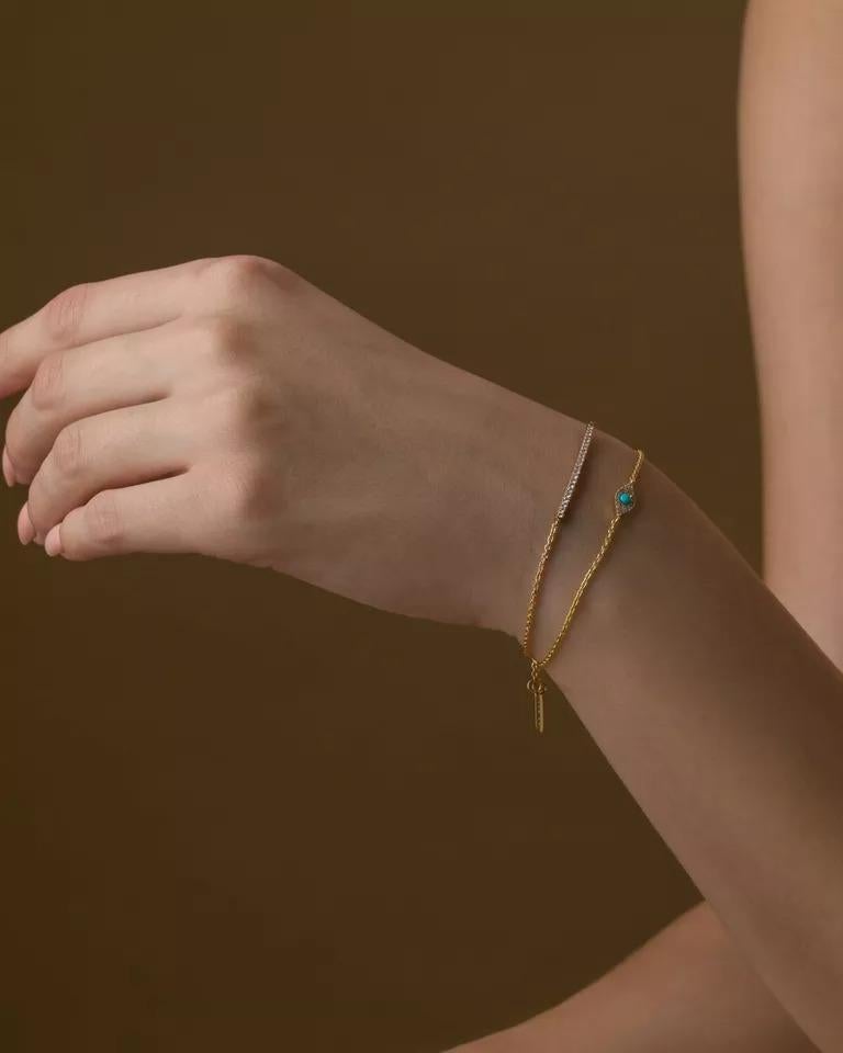 Bracelet à barre de diamants véritables en or massif 14 carats Neuf - En vente à Chicago, IL