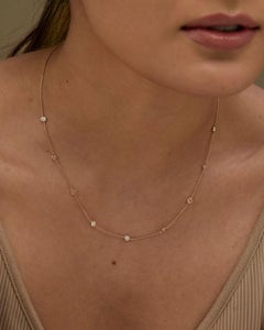 Genuine Diamond By The Yard Necklace in 14k Solid Gold