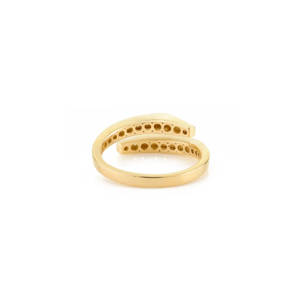 En vente :  Bague bypass en or jaune massif 14 carats avec diamants véritables, cadeau de luxe parfait 7