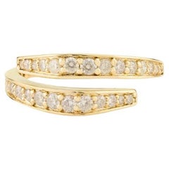Genuine Diamond Bypass Ring in 14K Solid Yellow Gold Perfect Luxury Gift