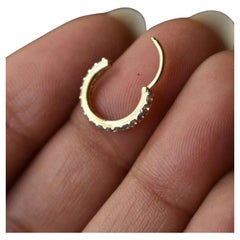 Genuine Diamond Clicker Ring For Nose 14k Gold Nose Cartilage Conch Helix Hoop.