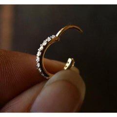 Genuine Diamond Clicker Ring in 14k Gold for Nose Cartilage Conch Helix Hoop