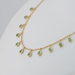 Echte Diamant Smaragd Edelstein 14kt Gold Kugelkette Feine Halskette Schmuck