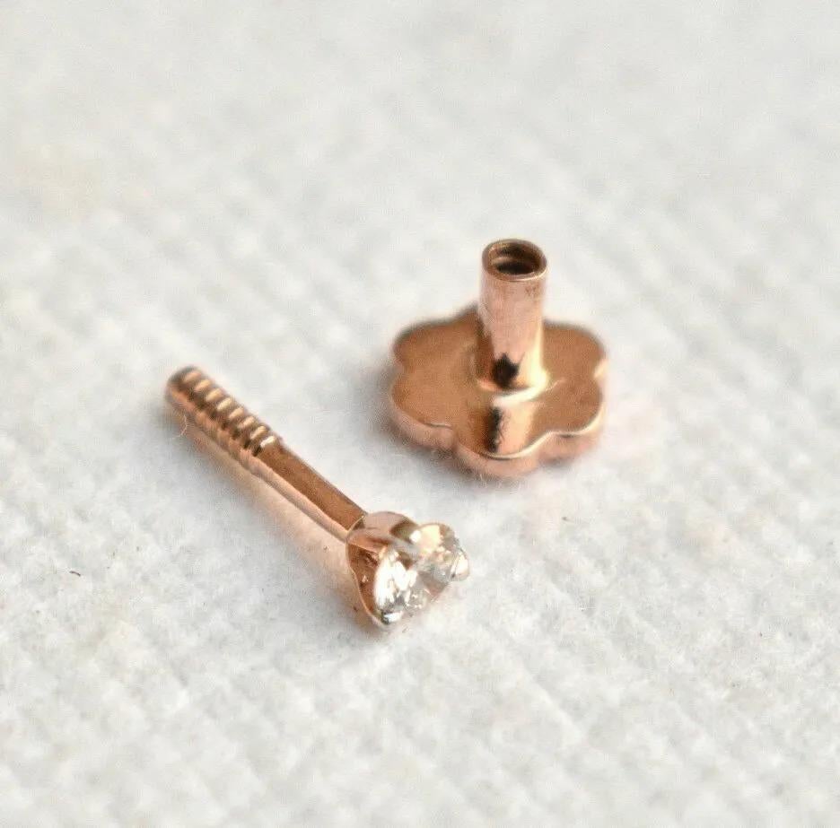 Genuine Diamond Flatback Stud 14k Gold Nose Ring Nose Piercing Jewelry Gift.

Base Metal
Yellow Gold
Certification
14K Hallmarked, IGI
Gauge
20 g (0.8 mm)
Diamond Weight
0.01 Cts Approx / 1.4mm Approx
Metal
Yellow Gold
Item Length
6 mm
Main