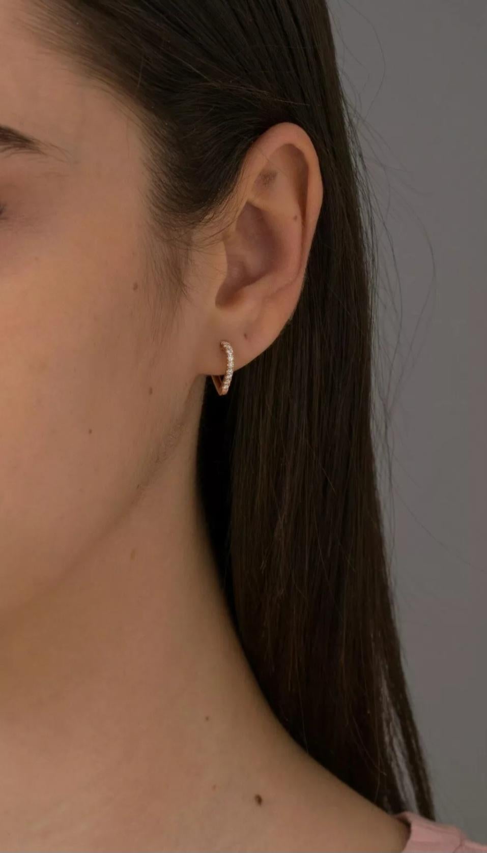 Art déco Boucles d'oreilles en or massif 14k avec diamant véritable Boucles d'oreilles amoureuses Paire de boucles d'oreilles cadeau en vente