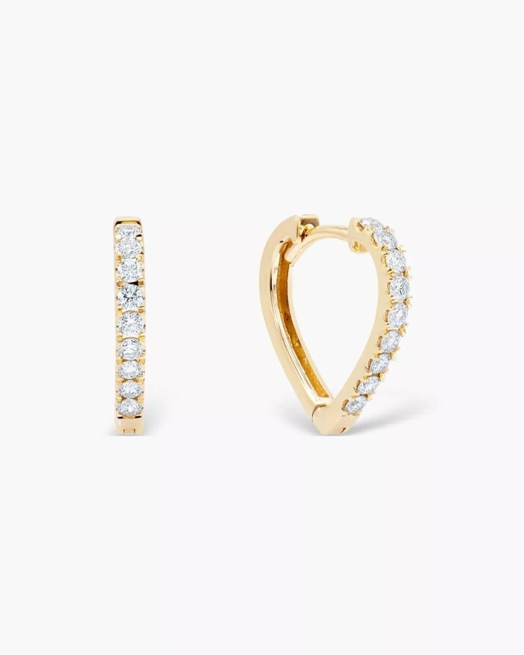 Boucles d'oreilles en or massif 14k avec diamant véritable Boucles d'oreilles amoureuses Paire de boucles d'oreilles cadeau Unisexe en vente