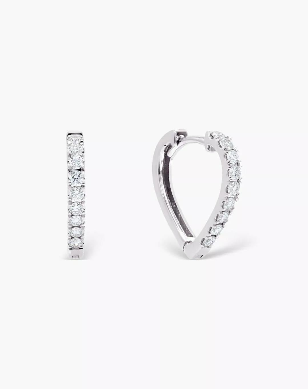 Boucles d'oreilles en or massif 14k avec diamant véritable Boucles d'oreilles amoureuses Paire de boucles d'oreilles cadeau en vente 1